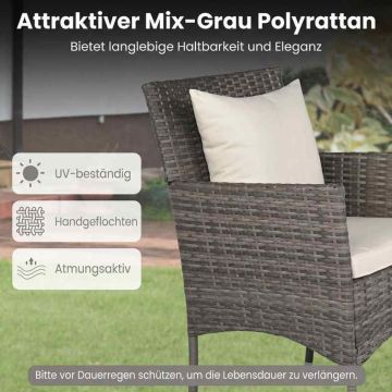 Outdoor Bistro Set, 3-Piece, 2 Chairs and 1 Table, Grey