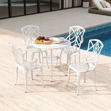 Outdoor bistro furniture set, 5 pieces, White