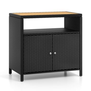 Outdoor storage cabinet, 2 doors, Black, 90.2 × 86.4 × 53.3 cm
