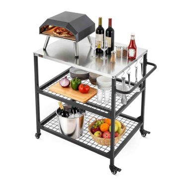 Ulkogrillikärry VEVOR WER-V4, 3 hyllyä, 910 × 865 × 610 mm
