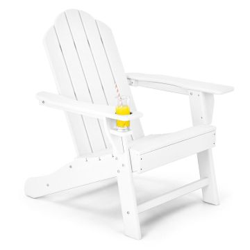 Adirondack Outdoor Chair, with Cup Holder, White, 83 × 78 × 94 cm