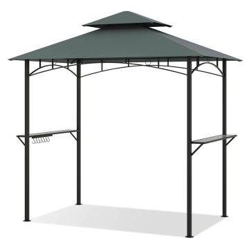 Outdoor gazebo, 2 shelves, 7 hooks, Grey
