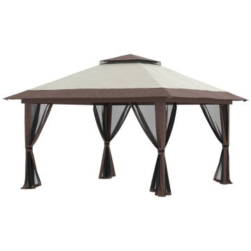 Ulkopaviljonki Outsunny 392x392x283cm., ruskea/beige