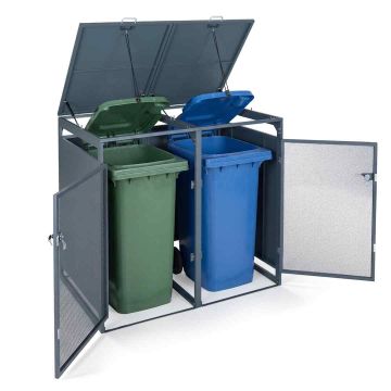 Outdoor bin cover, for 2 × 240 l containers, Dark grey, 132 × 80 × 117 cm