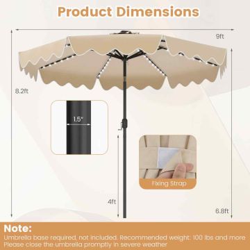 Outdoor umbrella, 104 LED, 12 modes, sand