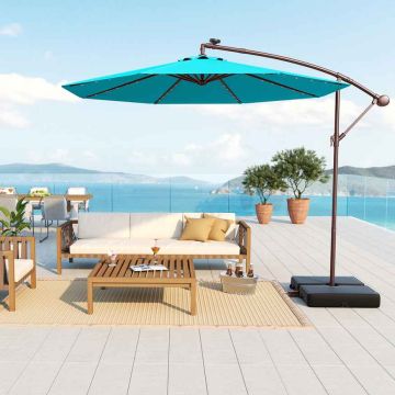 Outdoor umbrella, 32 LED lights, Green, 300 × 300 × 250 cm