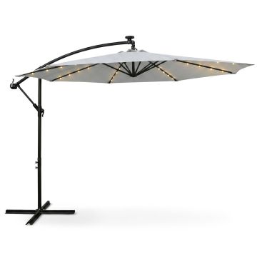 Ulkosateenvarjo MILIN, LED-valaistuksella, harmaa, 300 × 245 × 300 cm