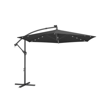 SONGMICS Outdoor Umbrella, 32 LED Lights, Gray