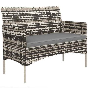 Puutarhasohva, kahden hengen, Harmaa, 115 × 85 × 63 cm