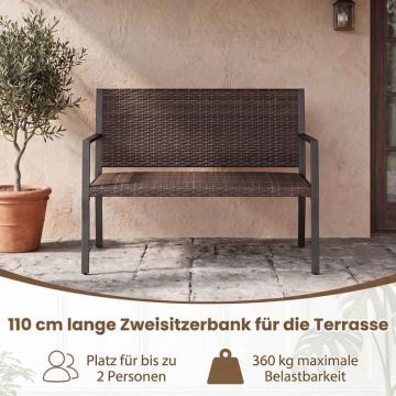 Outdoor bench, 2-seater, 109.22 × 83.82 × 55.88 cm
