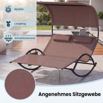Outdoor swing bed, Double, Brown, 182 × 137 × 165 cm