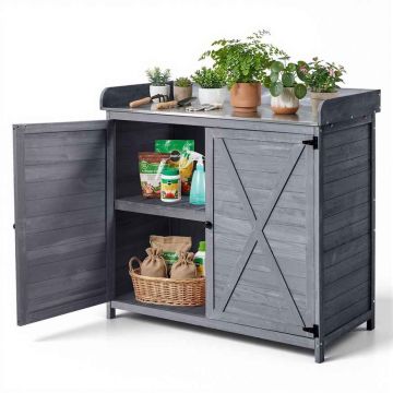 Ulkoistutuspöytä VEVOR DS-PB012, 1 kaappi, 3 hyllytasoa, Harmaa, 98 × 48 × 95 cm