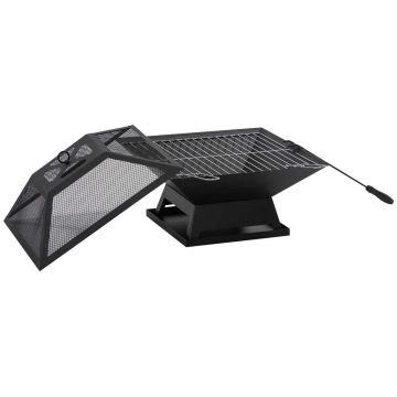 Костровище с искрогасителем Outsunny 45x45x34см, черного цвета