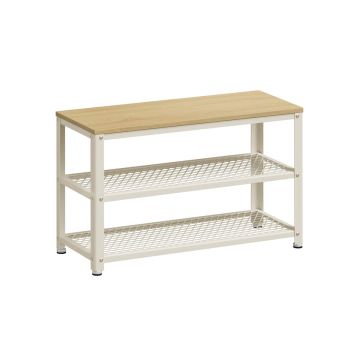 Скамейка для обуви 30x73x45см., цвет кремовый/светло-коричневый
