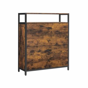 Тумба для обуви 80x30x95см., коричнево-черная