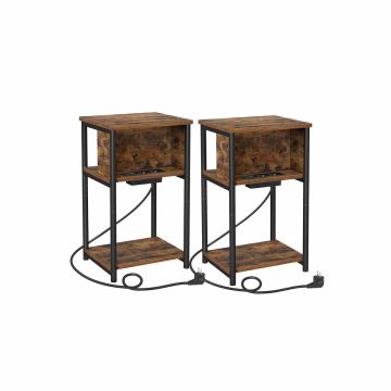 Комплект из 2 прикроватных тумбочек 30x34x58 см., коричневый/черный