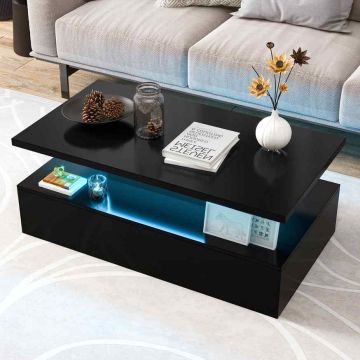 LED coffee table, 2-tier, 110 × 60 × 40 cm