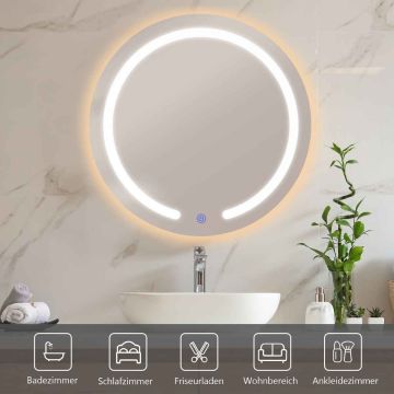 Зеркало для ванной с LED-подсветкой, круглое, сенсорный переключатель, Ø 49,5 × 2,5 см
