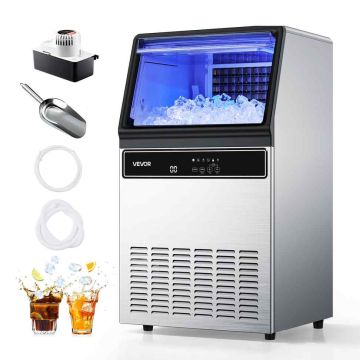 Jääpalakone VEVOR IMC9000F-UL, 59 kg/24 h, 15 kg:n kapasiteetti, 89 × 65,5 × 51 cm