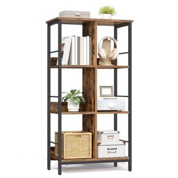 VASAGLE Shelf, 3-tier, 6 compartments, Brown/black, 60 × 114 × 30 cm