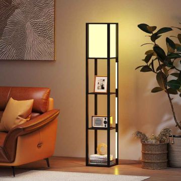 Hyllyllinen lattiavalaisin, 3 LED-nauhaa, Musta, 29 × 29 × 163 cm