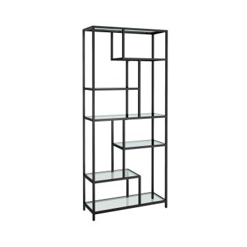 Läpinäkyvä hylly 30x80x180cm., musta