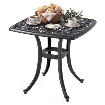 Cast aluminum side table with umbrella hole, 120 kg, weatherproof
