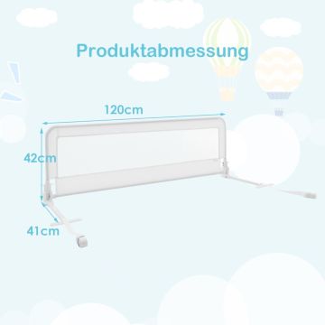Bed Safety Gate, White, 120 × 42 cm