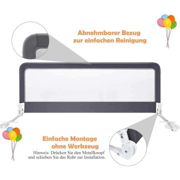 Bed guardrail, Grey, 100 × 42 cm