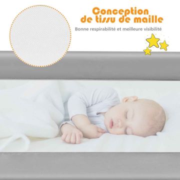 Bed guardrail, foldable, 59 × 16 × 16.5 inches