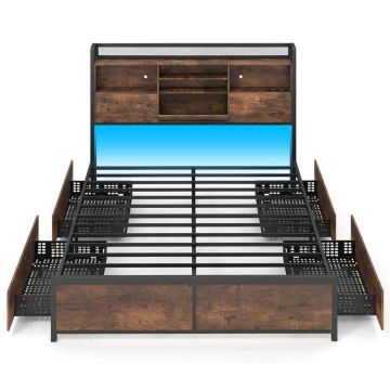 Bed frame, 4 drawers, 220 × 163.5 × 113 cm