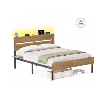 VASAGLE bed frame, double, Brown, 140 × 200 cm