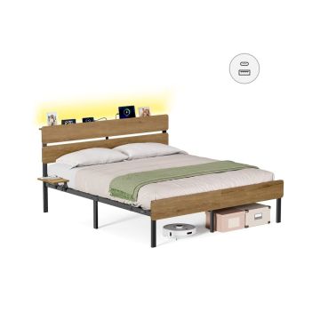 VASAGLE bed frame, double, Brown, 140 × 200 cm