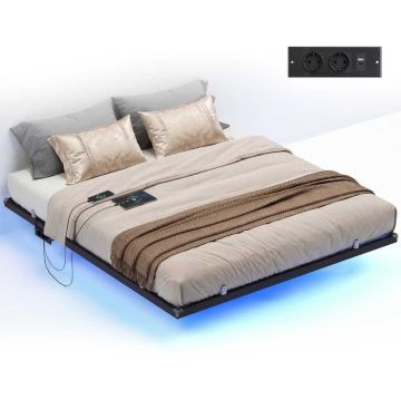 Sängynrunko VASAGLE, LED-valaistus, 2 pistorasiaa, 3 USB-liitäntää, 180 × 200 cm