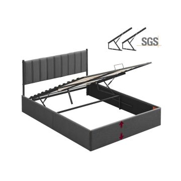 VASAGLE bed frame, foldable, with storage space, Grey, 209.3 × 163.4 × 110 cm