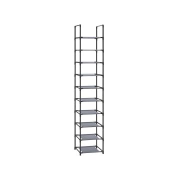 Kenkäteline 10 tasoa 33 x 33 x 173 cm, harmaa