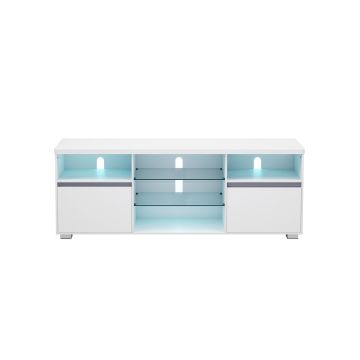TV-taso LED-valaistuksella 40x160x60cm, valkoinen