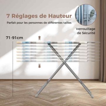 Ironing board, 7 height positions, Blue/yellow, 143 × 75–93 × 38 cm