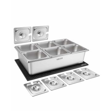 Ruoan tarjoiluastia VEVOR TWJ-16100D, 6 × 1/6 astiaa, 535 × 330 × 160 mm