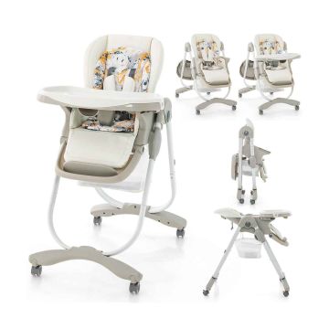 Baby high chair, 7 height levels, White, 102 × 92–110 × 59 cm