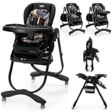 Baby Highchair, 7 Height Levels, Black, 102 × 92–110 × 59 cm