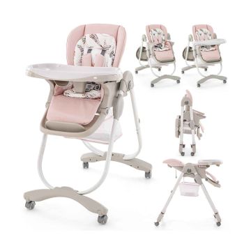 Baby Highchair, 7 Height Levels, Pink, 102 × 92–110 × 59 cm