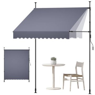 Markiisi VEVOR SDA200120-S, käsikäyttöinen, Harmaa, 200 × 210–310 × 110–150 cm
