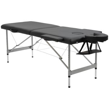 Массажный стол Homcom 186x71x83см, черно-серый