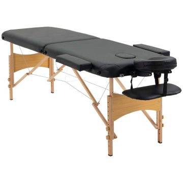 Массажный стол Homcom 215x80x88 см, черный/светло-коричневый.
