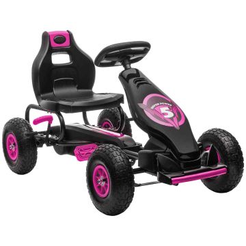 Lasten auto Homcom 121x58x61cm., musta/pinkki