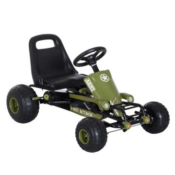 Lasten leikkiauto Homcom 99x65x56cm, musta/vihreä