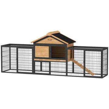 Клетка для мелких животных PawHut 217x53x86см, черно-светло-коричневый цвет