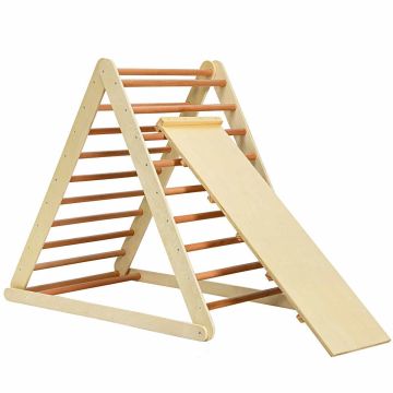 Wooden climbing ladder, 2 in 1 with ramp, Multicolored, 120 × 120 × 70 cm