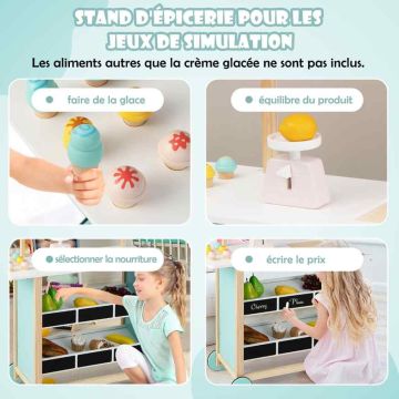 Wooden ice cream cart, 6 toys, 79 × 29 × 100 cm